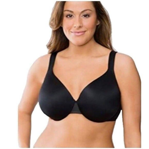 Cacique Lane Bryant Bra Smooth Satin Full Coverage Mesh Sides U/W 44H Black - Picture 1 of 7